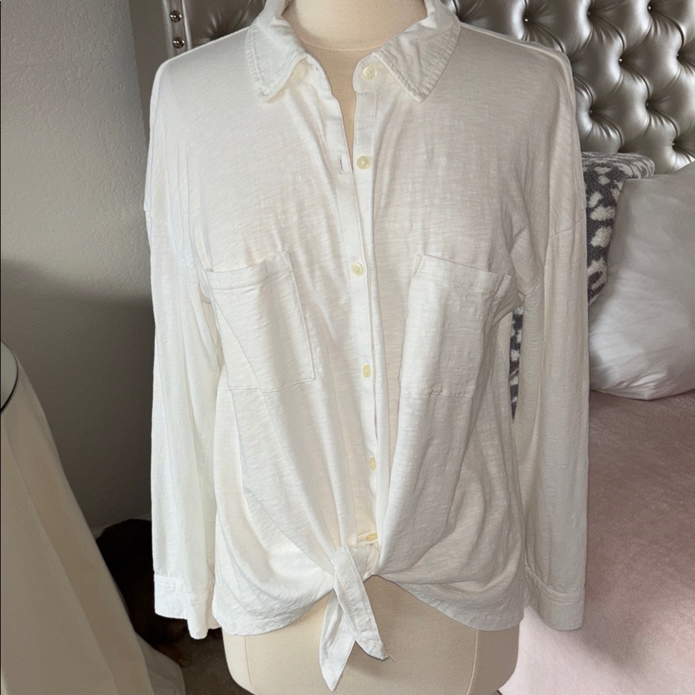 Caslon T Shirt Button-Up Tie front Shirt